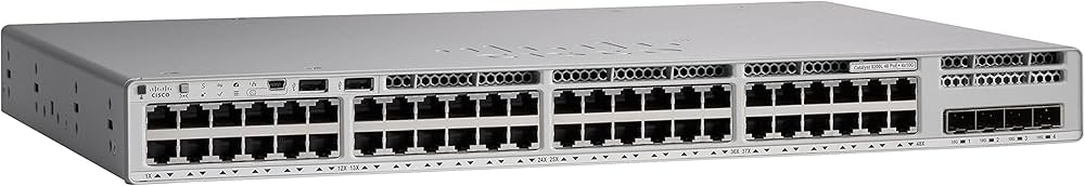 C9200L-48P-4G-E rear view showing power supply and uplink ports