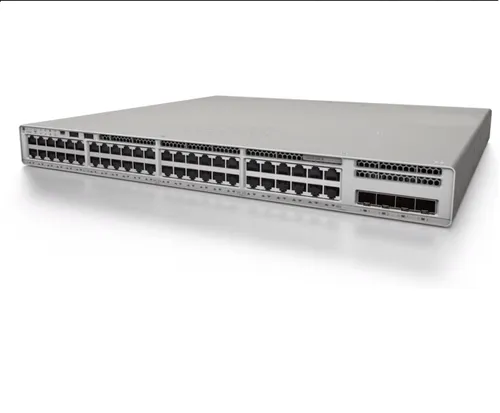C9200L-48P-4G-E rack-mounted in enterprise access layer cabinet